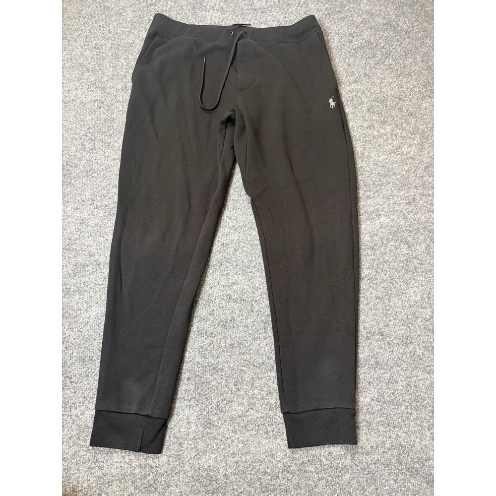 Polo Ralph Lauren Sweatpants Mens M Black Fleece Jogger Elastic Waist Logo